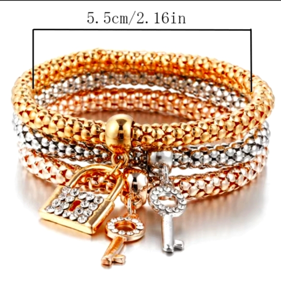 Stackable Bracelets with Lock & Key - Picture 4 of 5